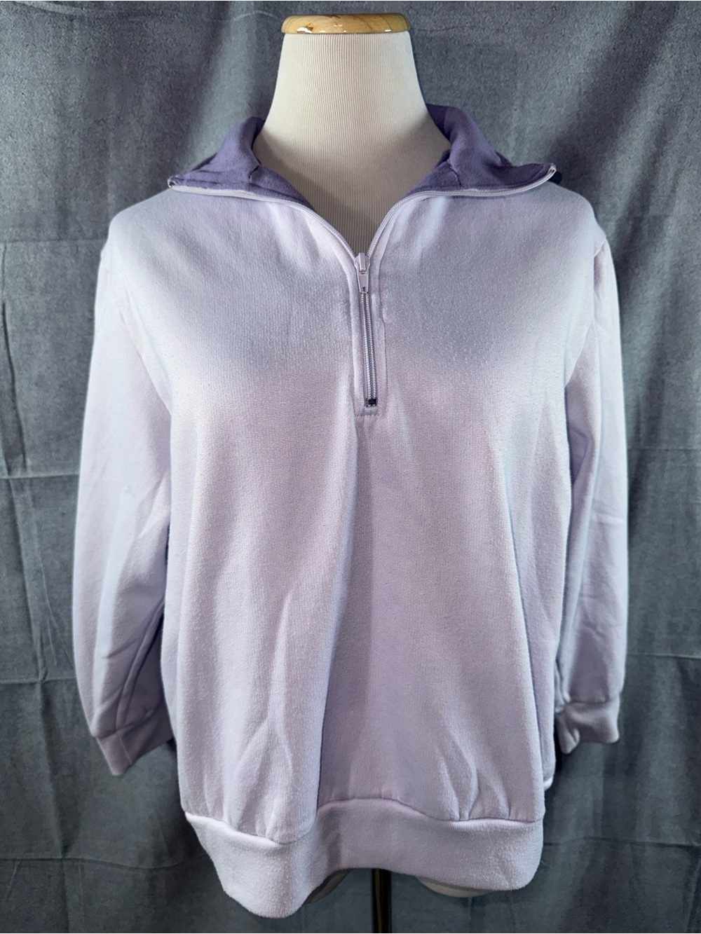 3165-Haband Vintage Lavender Half-Zip Pullover Hoodie
